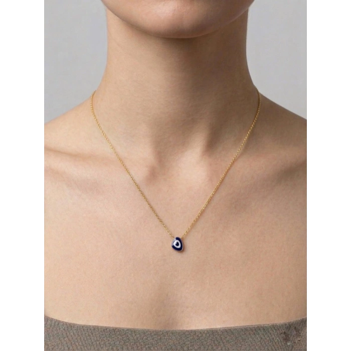 14 Ayar Altın Mini Blue Eye Göz Kolye 996