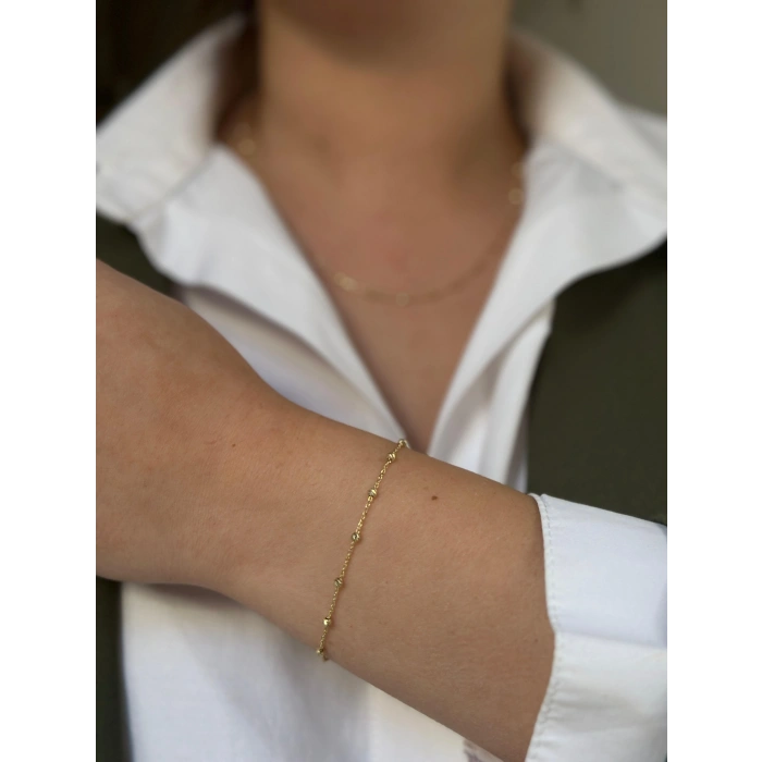 14 Ayar Altın Mini Dorikalı Kolye-Bileklik SET 106