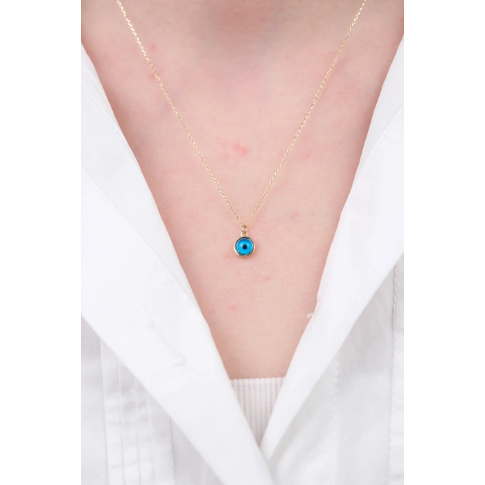 14 Ayar Altın Minimal Göz Nazar Boncuğu 912