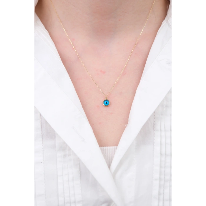 14 Ayar Altın Minimal Göz Nazar Boncuğu 912