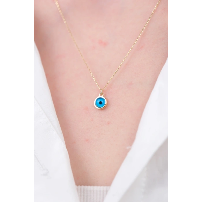 14 Ayar Altın Minimal Göz Nazar Boncuğu 912