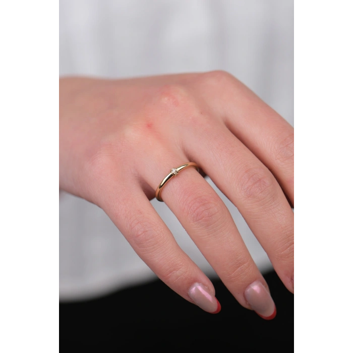 14 Ayar Altın Minimal Taşlı Yüzük 959