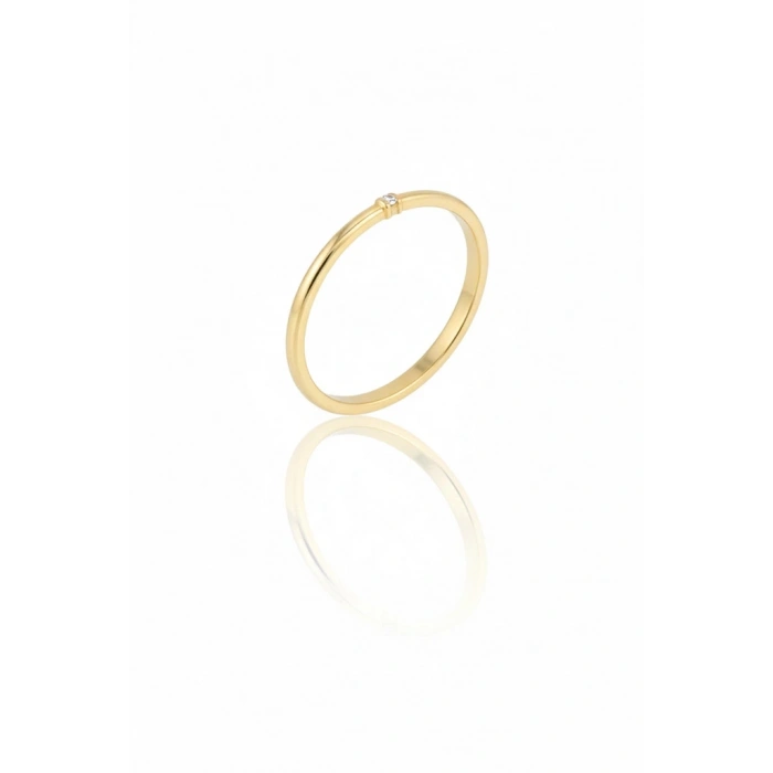 14 Ayar Altın Minimal Taşlı Yüzük 959