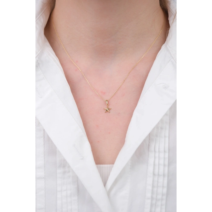 14 Ayar Altın Minimal Yıldız Kolye 651