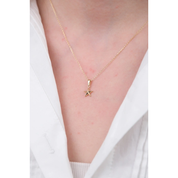 14 Ayar Altın Minimal Yıldız Kolye 651