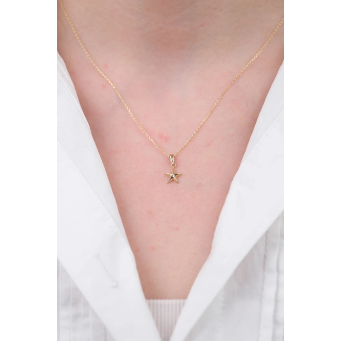 14 Ayar Altın Minimal Yıldız Kolye 651