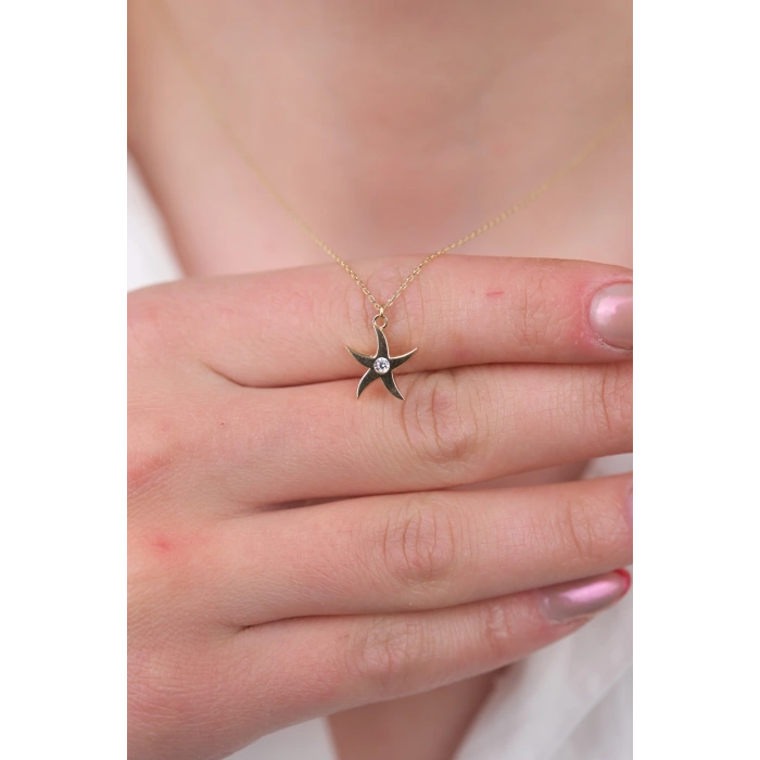 14 Ayar Altın Minimal Yıldız Kolye 713