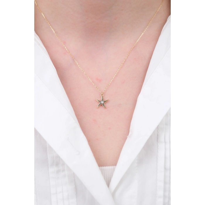 14 Ayar Altın Minimal Yıldız Kolye 713