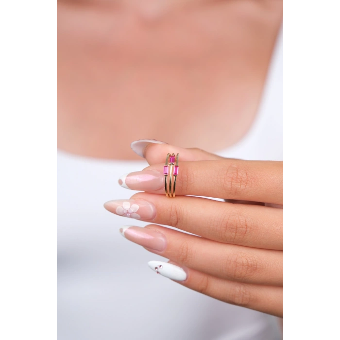 14 Ayar Altın Mor Taşlı Yüzük 946