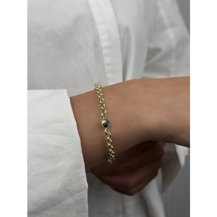 14 Ayar Altın Nazar Boncuklu Bileklik 987