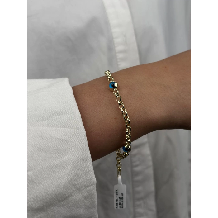 14 Ayar Altın Nazar Boncuklu Bileklik 987