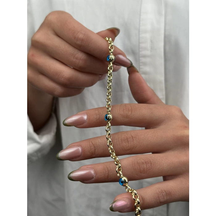 14 Ayar Altın Nazar Boncuklu Bileklik 987