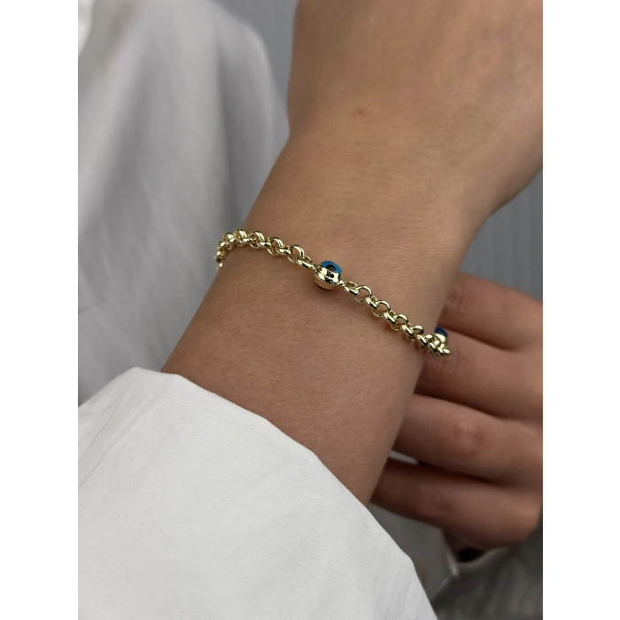 14 Ayar Altın Nazar Boncuklu Bileklik 987