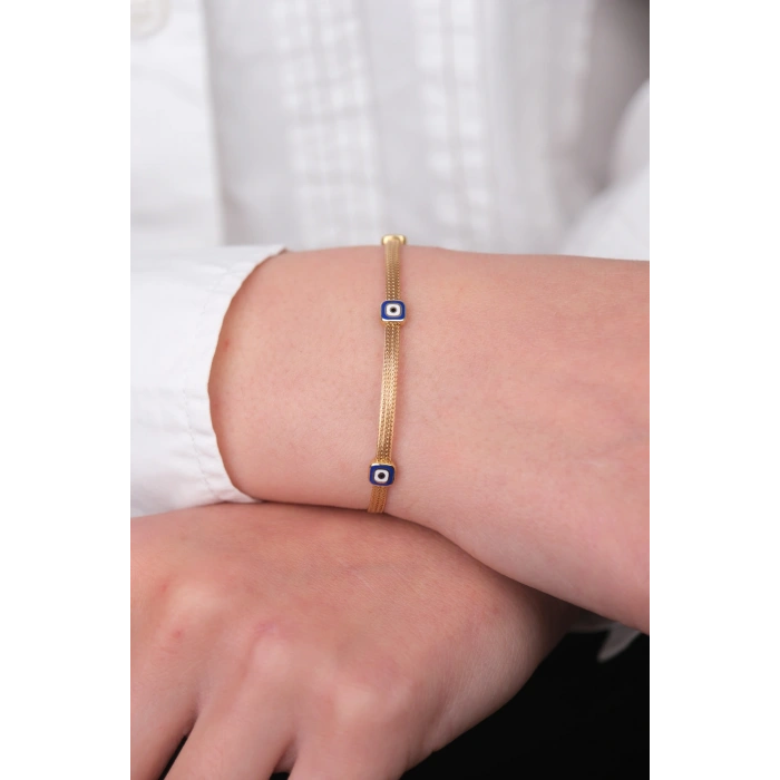 14 Ayar Altın Nazar Boncuklu Göz Bileklik 1063