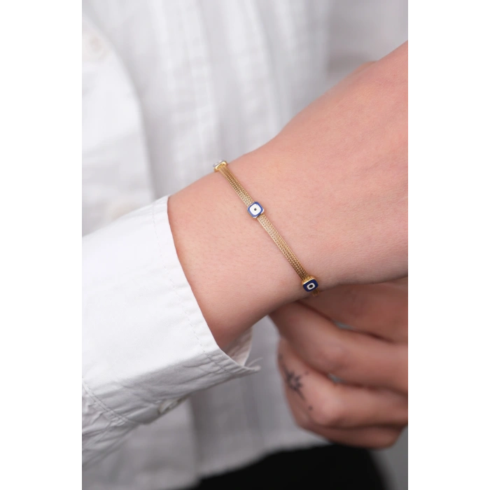 14 Ayar Altın Nazar Boncuklu Göz Bileklik 1063