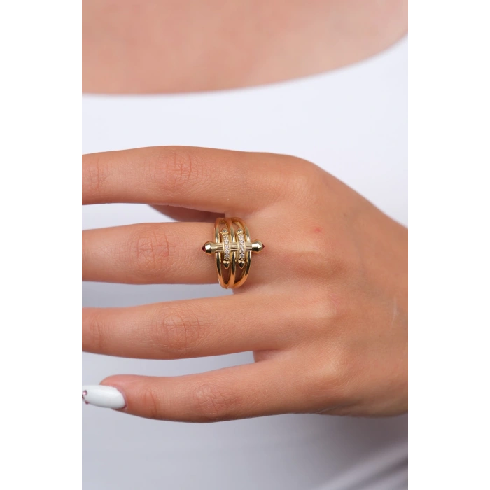 14 Ayar Altın Ok Detay Yüzük 914