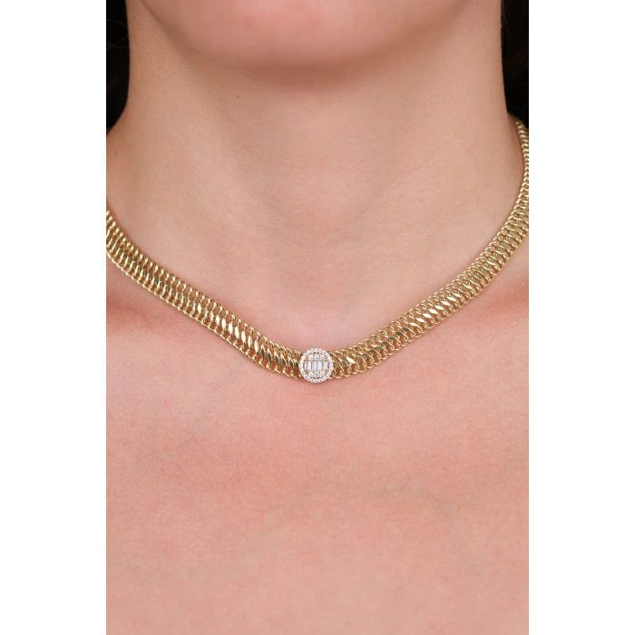 14 Ayar Altın Ortası Taşlı Kolye 382