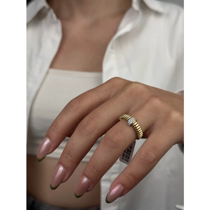 14 Ayar Altın Ortası Taşlı Yüzük 976