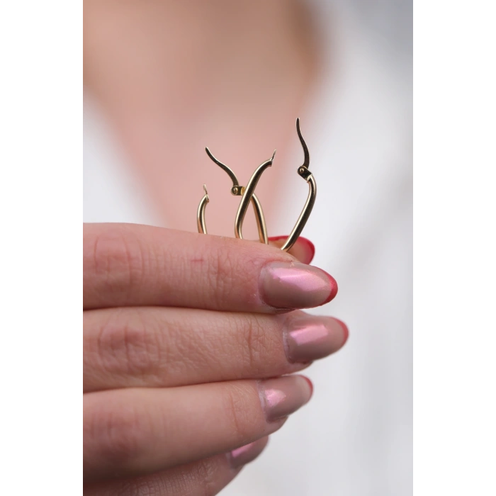 14 Ayar Altın Oval Halka Küpe 1101