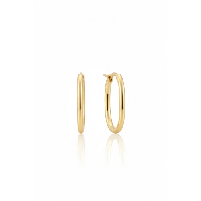 14 Ayar Altın Oval Halka Küpe 1101