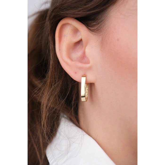 14 Ayar Altın Oval Uzun U Şeklinde Küpe 1177