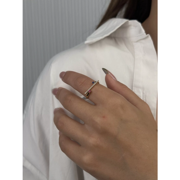 14 Ayar Altın Renkli Taşlı Yüzük 966