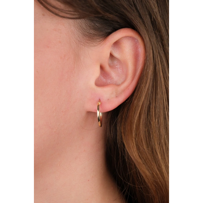 14 Ayar Altın Sade Halka Küpe 1013