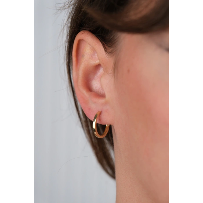 14 Ayar Altın Sade Halka Küpe 788