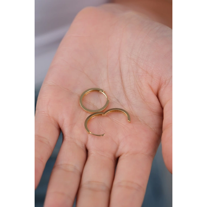 14 Ayar Altın Sade Halka Küpe 788