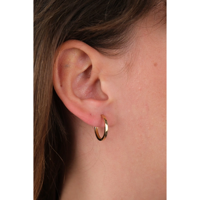 14 Ayar Altın Sade Halka Küpe 788