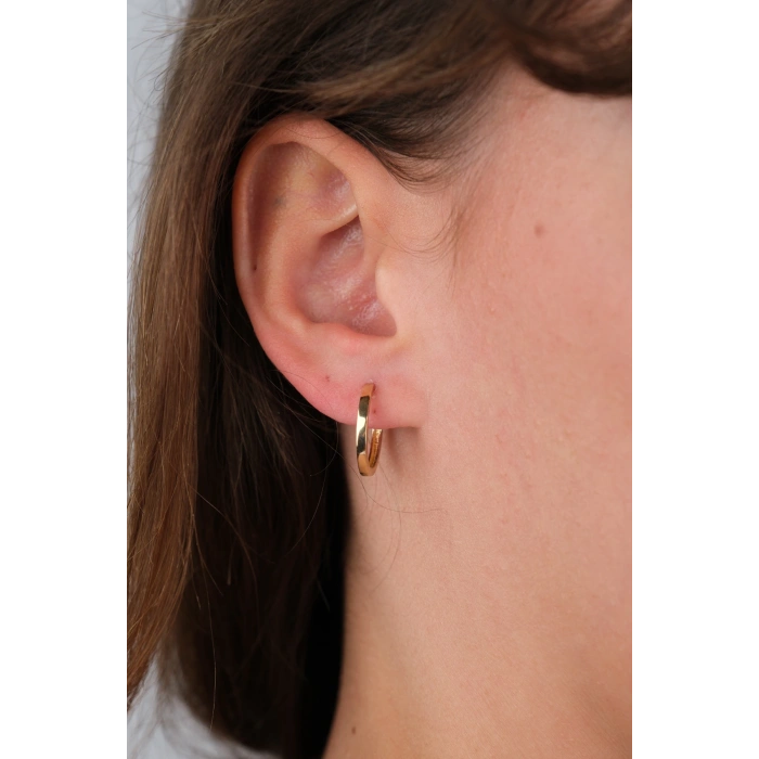 14 Ayar Altın Sade Halka Küpe 788