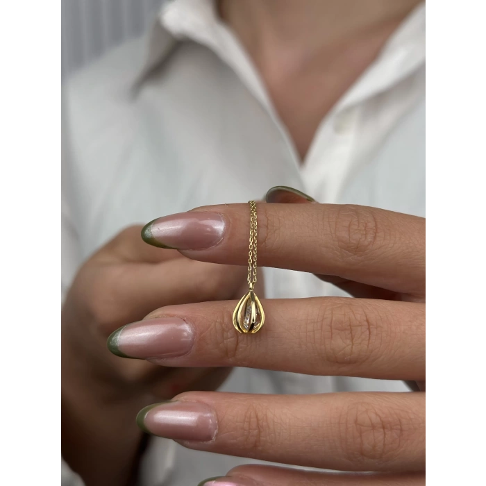 14 Ayar Altın Sarmal Kafes Kolye 439