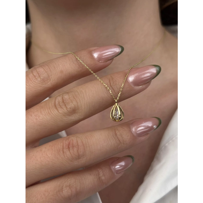 14 Ayar Altın Sarmal Kafes Kolye 439