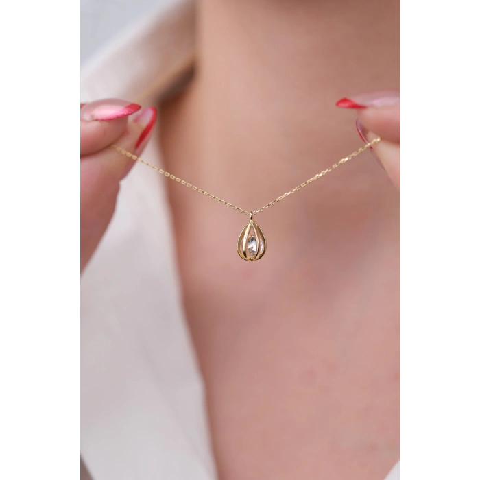 14 Ayar Altın Sarmal Kafes Kolye 754