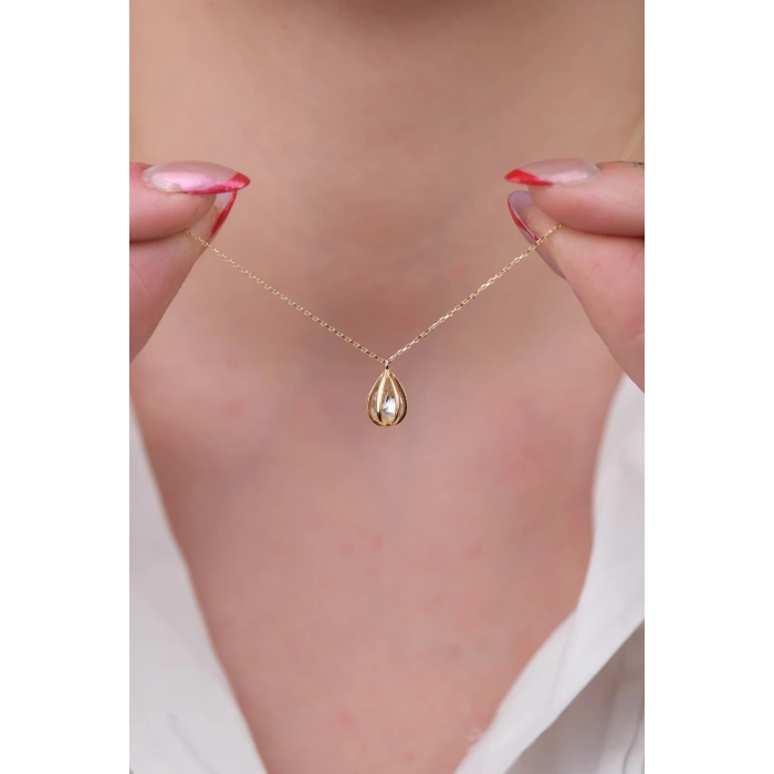 14 Ayar Altın Sarmal Kafes Kolye 754