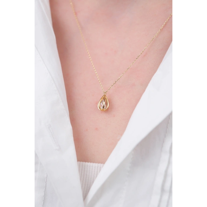 14 Ayar Altın Sarmal Kafes Kolye 754