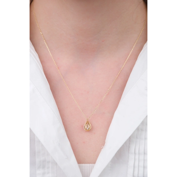 14 Ayar Altın Sarmal Kafes Kolye 754