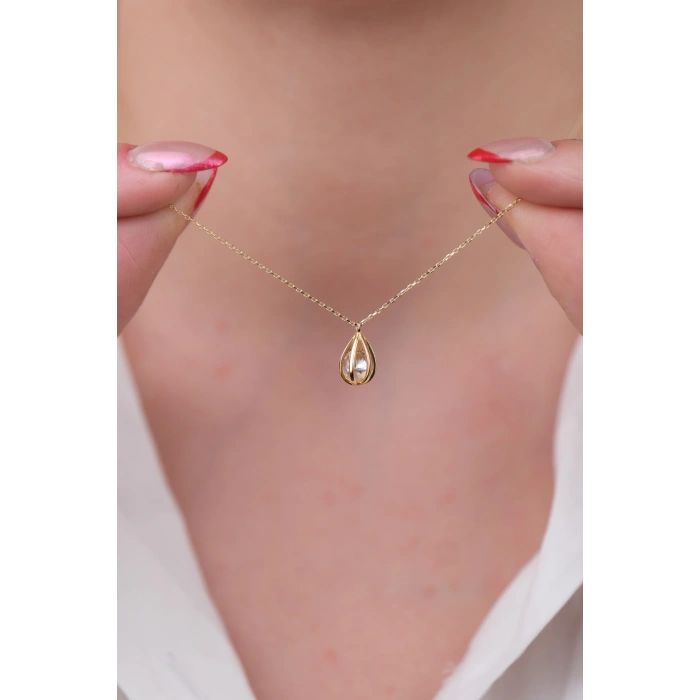 14 Ayar Altın Sarmal Kafes Kolye 754