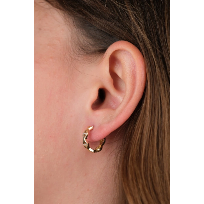 14 Ayar Altın Şekilli Taşlı Küpe 846