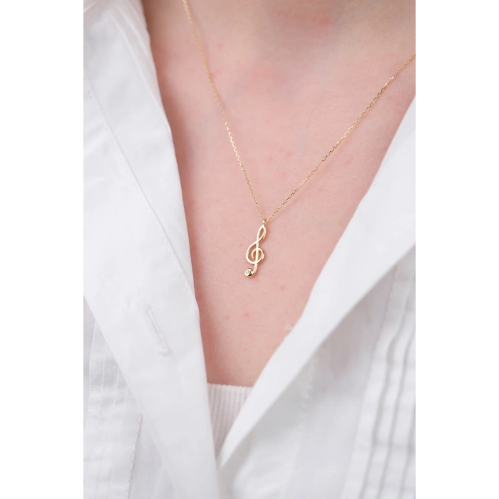 14 Ayar Altın Sol Anahtarı Kolye 304