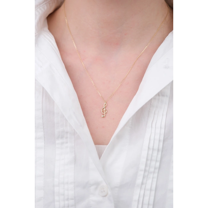 14 Ayar Altın Sol Anahtarı Kolye 304