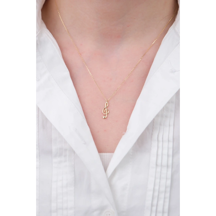 14 Ayar Altın Sol Anahtarı Kolye 304