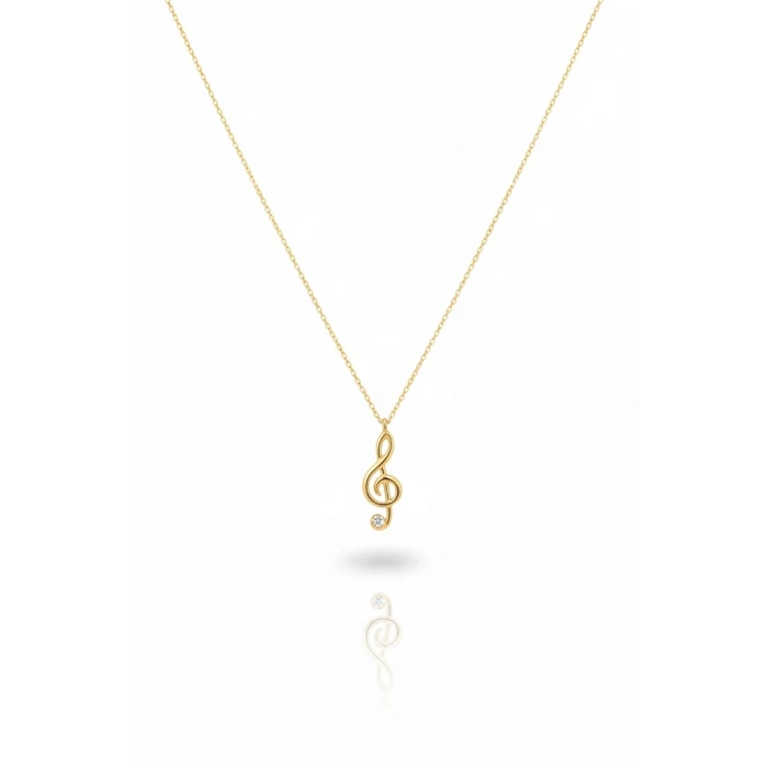 14 Ayar Altın Sol Anahtarı Kolye 304