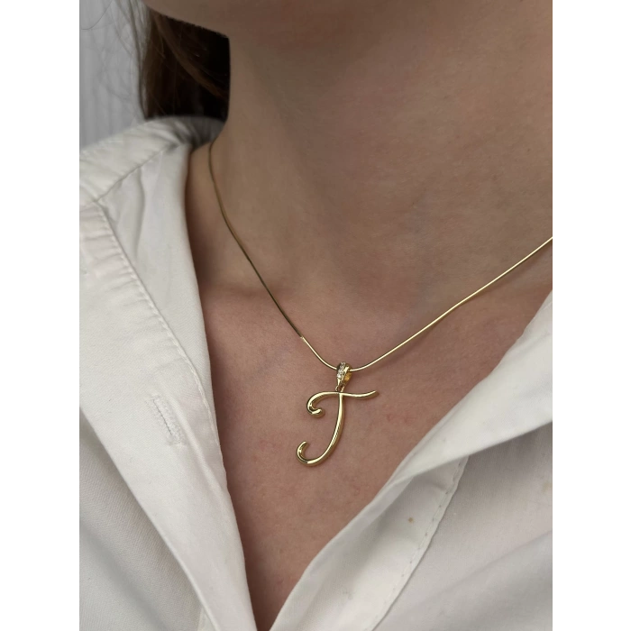 14 Ayar Altın T Harfi Kolye Ucu 443