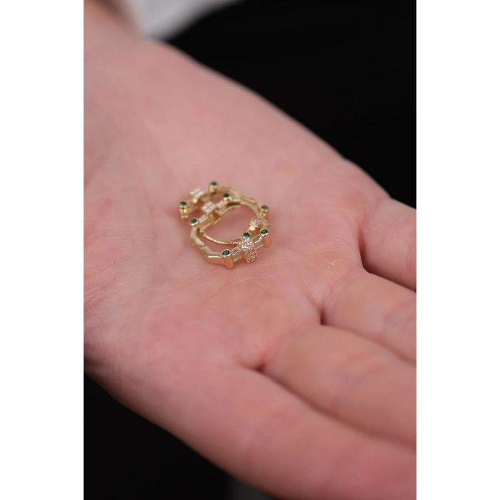 14 Ayar Altın Taşlı Çubuk Küpe 1178