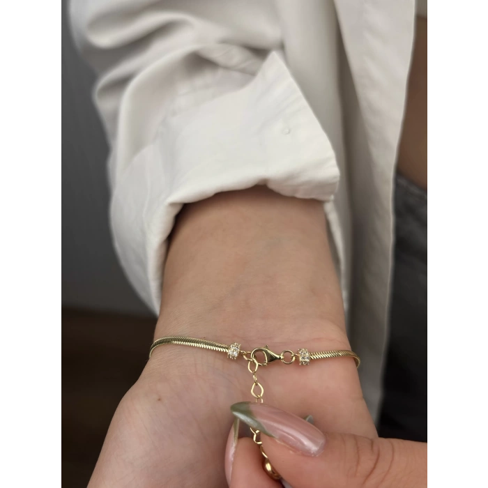 14 Ayar Altın Taşlı Halka Bileklik 1076