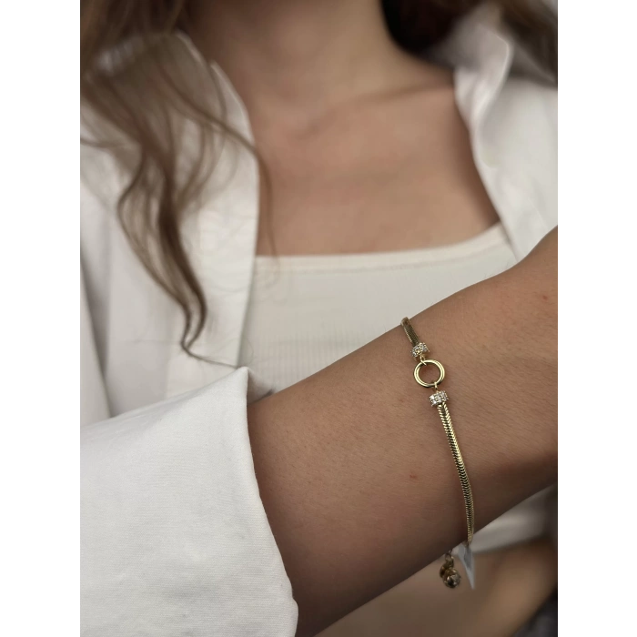 14 Ayar Altın Taşlı Halka Bileklik 1076