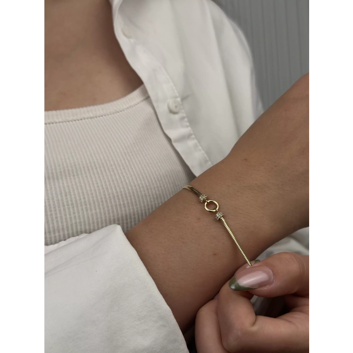 14 Ayar Altın Taşlı Halka Bileklik 1076