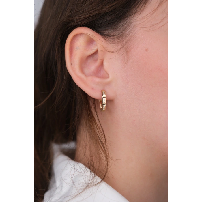 14 Ayar Altın Taşlı Halka Küpe 1183