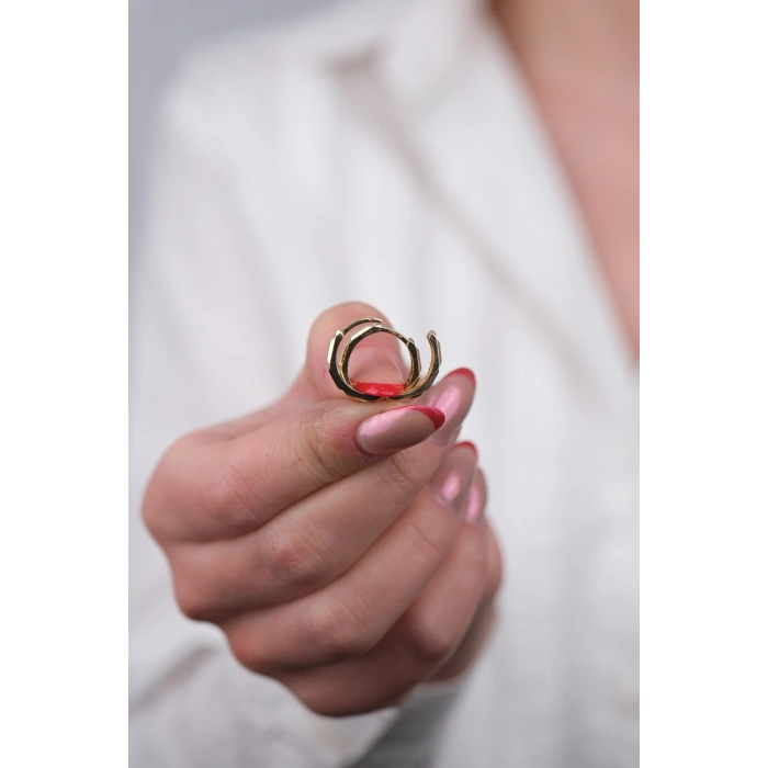 14 Ayar Altın Taşlı Halka Küpe 1183